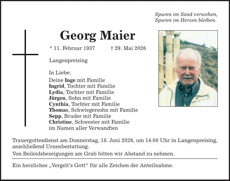 Traueranzeige Georg Maier