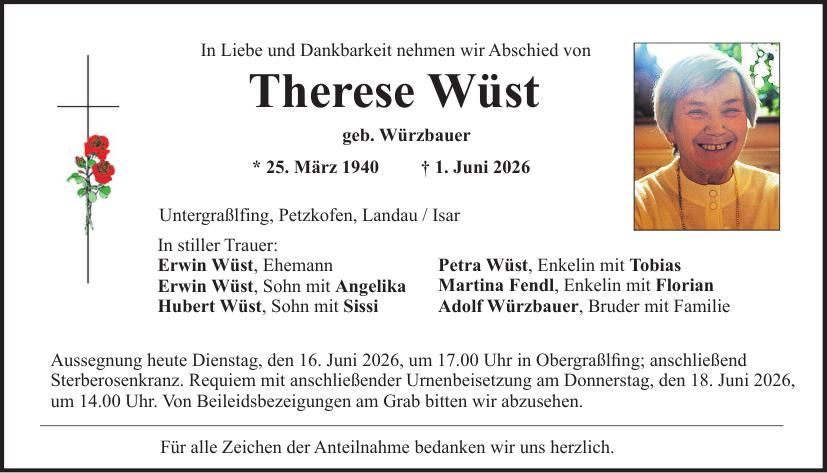 Traueranzeige Therese Wüst