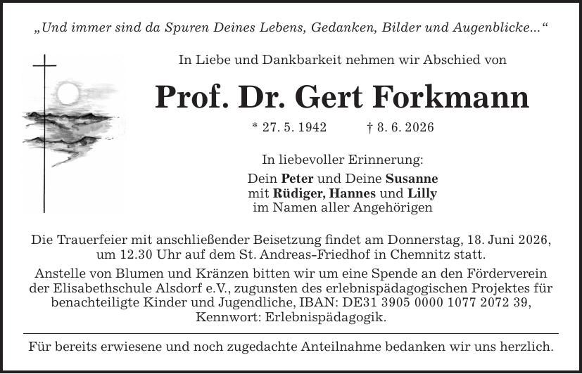 Traueranzeige Gert Forkmann