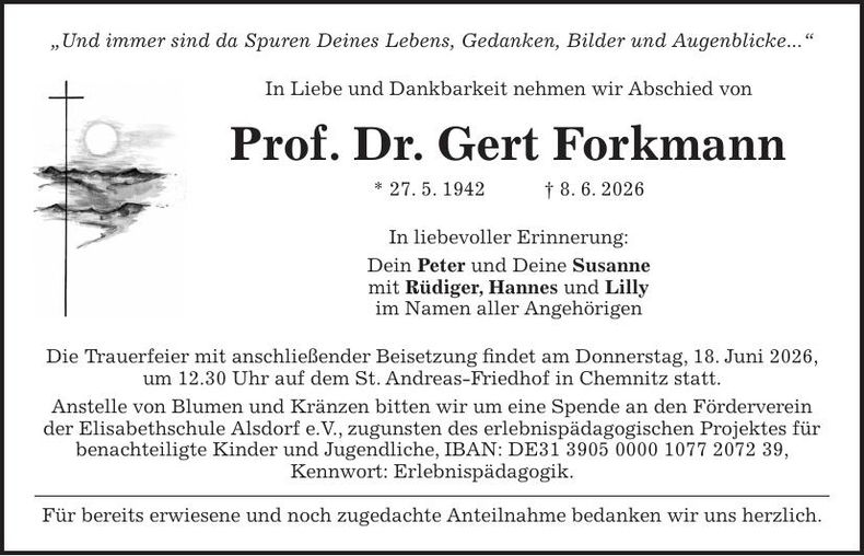 Traueranzeige Gert Forkmann