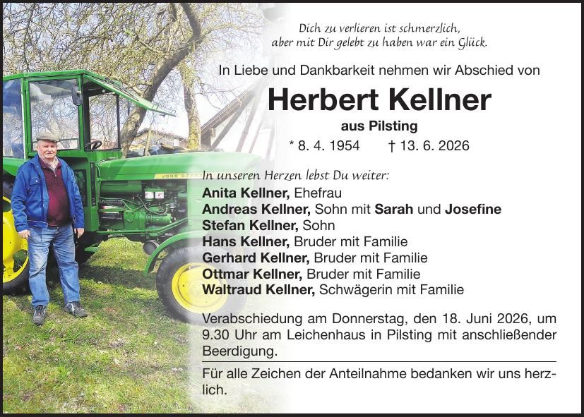 Traueranzeige Herbert Kellner