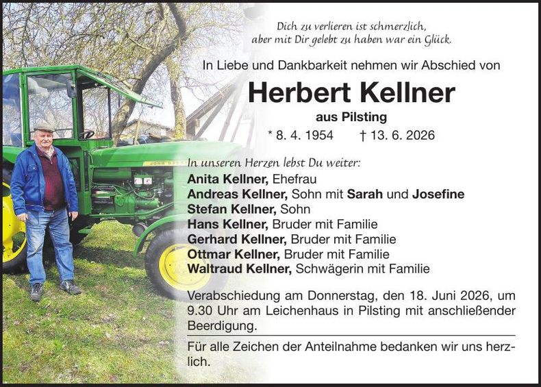 Traueranzeige Herbert Kellner