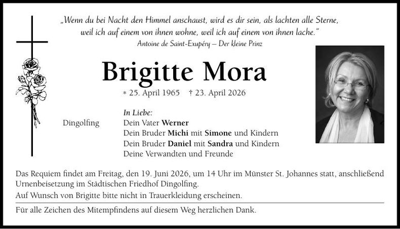 Traueranzeige Brigitte Mora