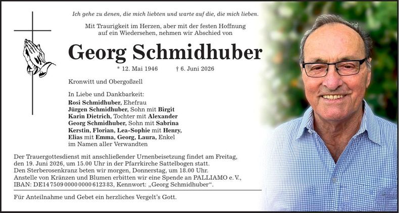 Traueranzeige Georg Schmidhuber