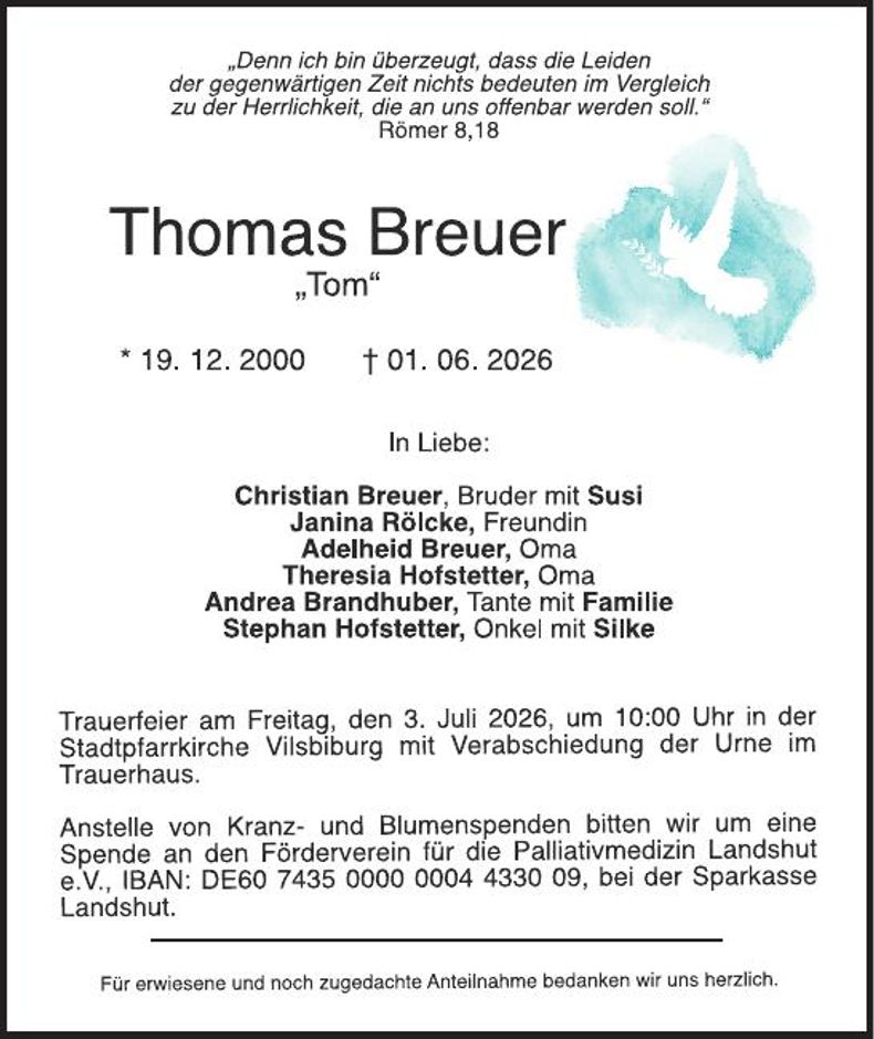 Traueranzeige Thomas Breuer