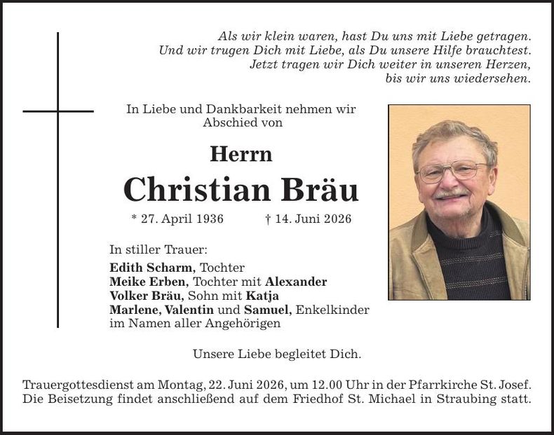 Traueranzeige Christian Braeu