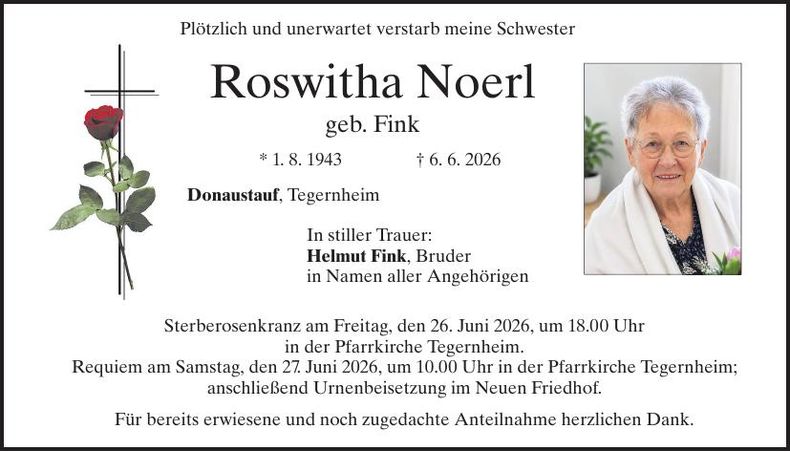 Traueranzeige Roswitha Noerl