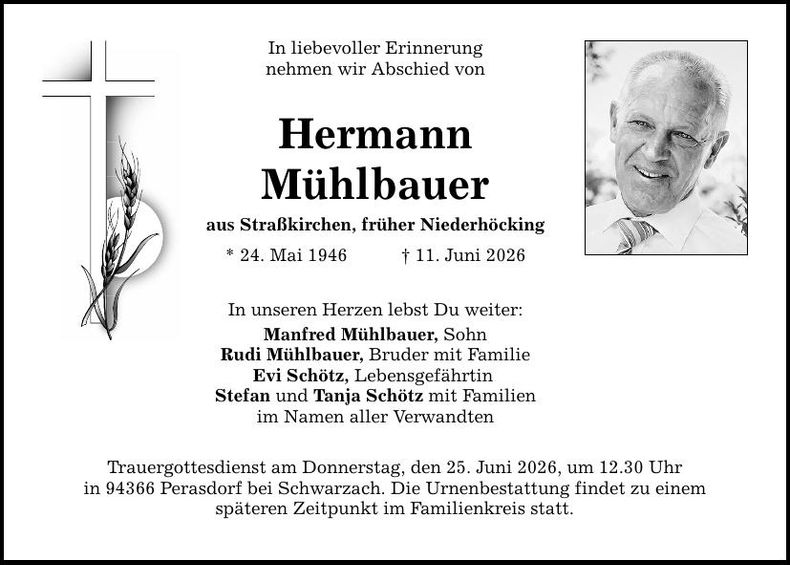 Traueranzeige Hermann Muehlbauer