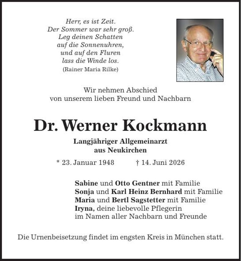 Traueranzeige Werner Kockmann
