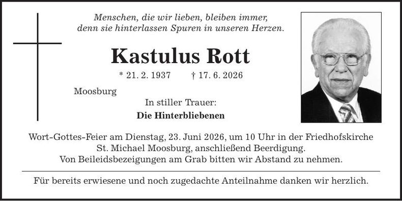 Traueranzeige Kastulus Rott