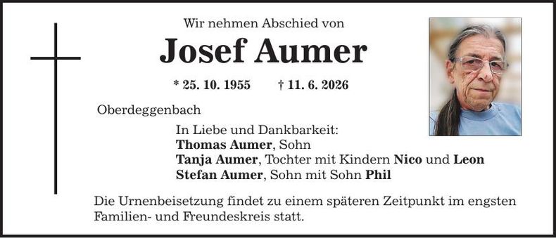 Traueranzeige Josef Aumer 