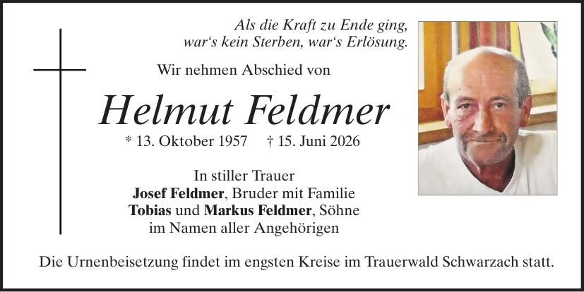 Traueranzeige Helmut Feldmer