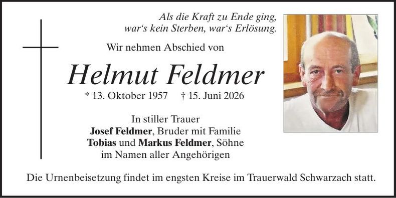 Traueranzeige Helmut Feldmer