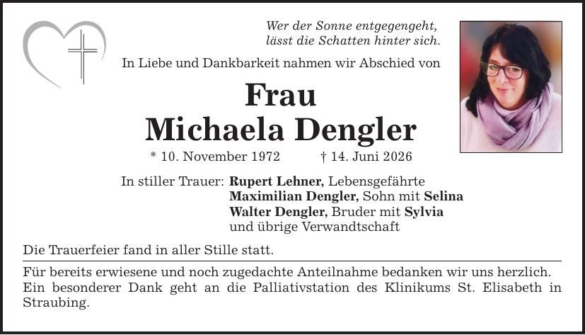 Traueranzeige Michaela Dengler