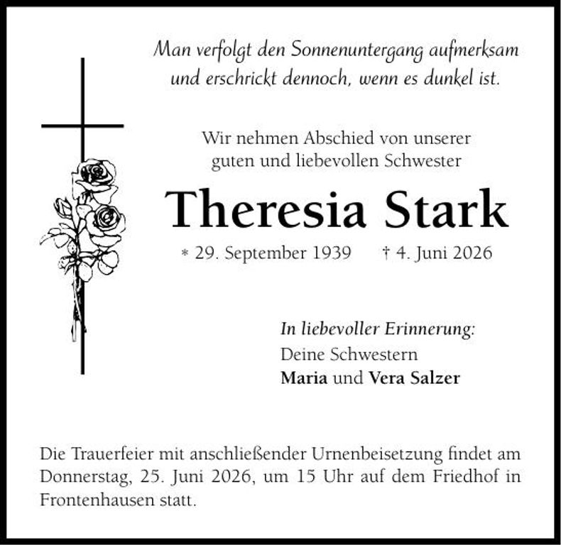 Traueranzeige Theresia Stark