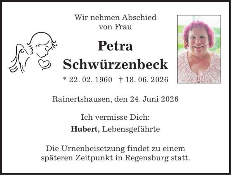 Traueranzeige Petra Schwürzenbeck