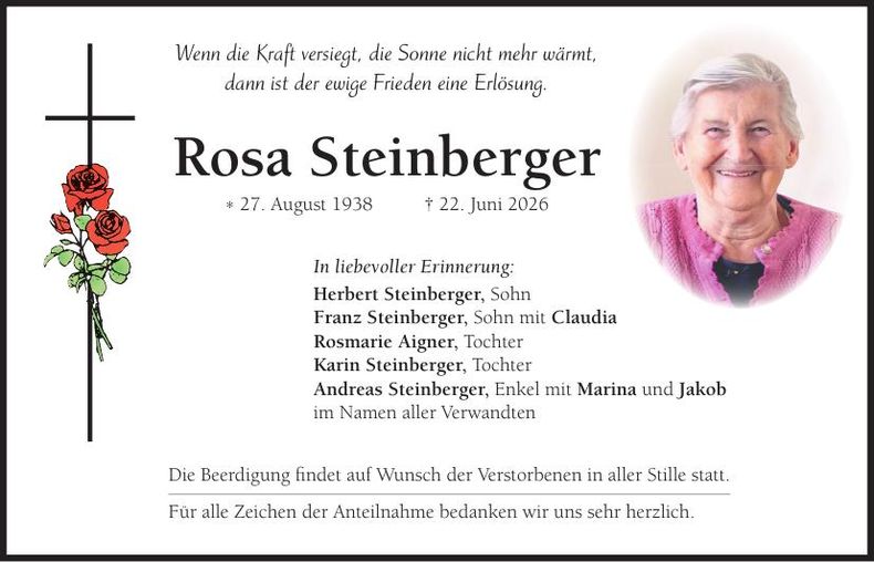 Traueranzeige Rosa Steinberger