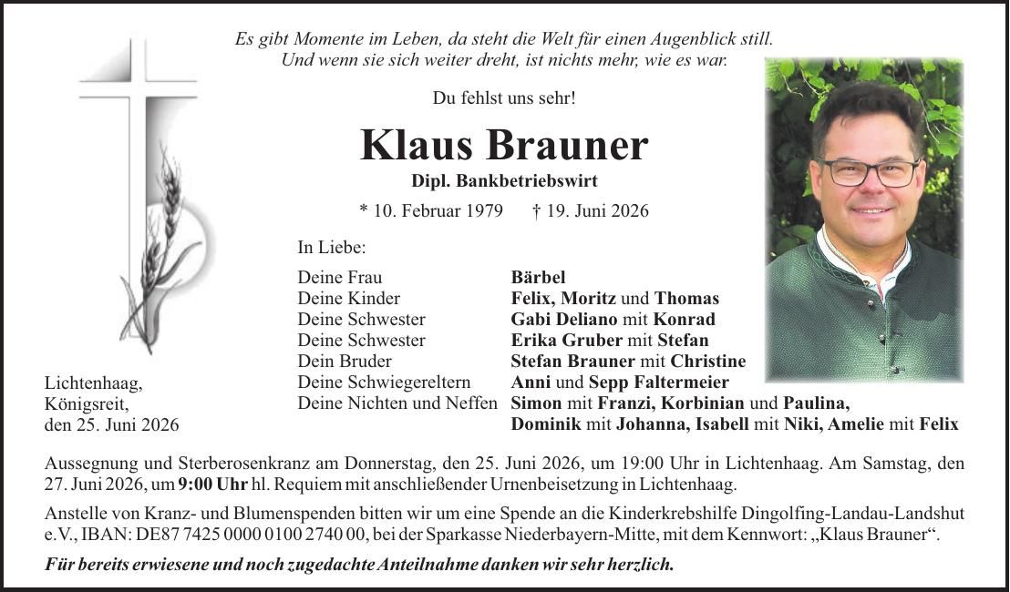 Traueranzeige Klaus Brauner