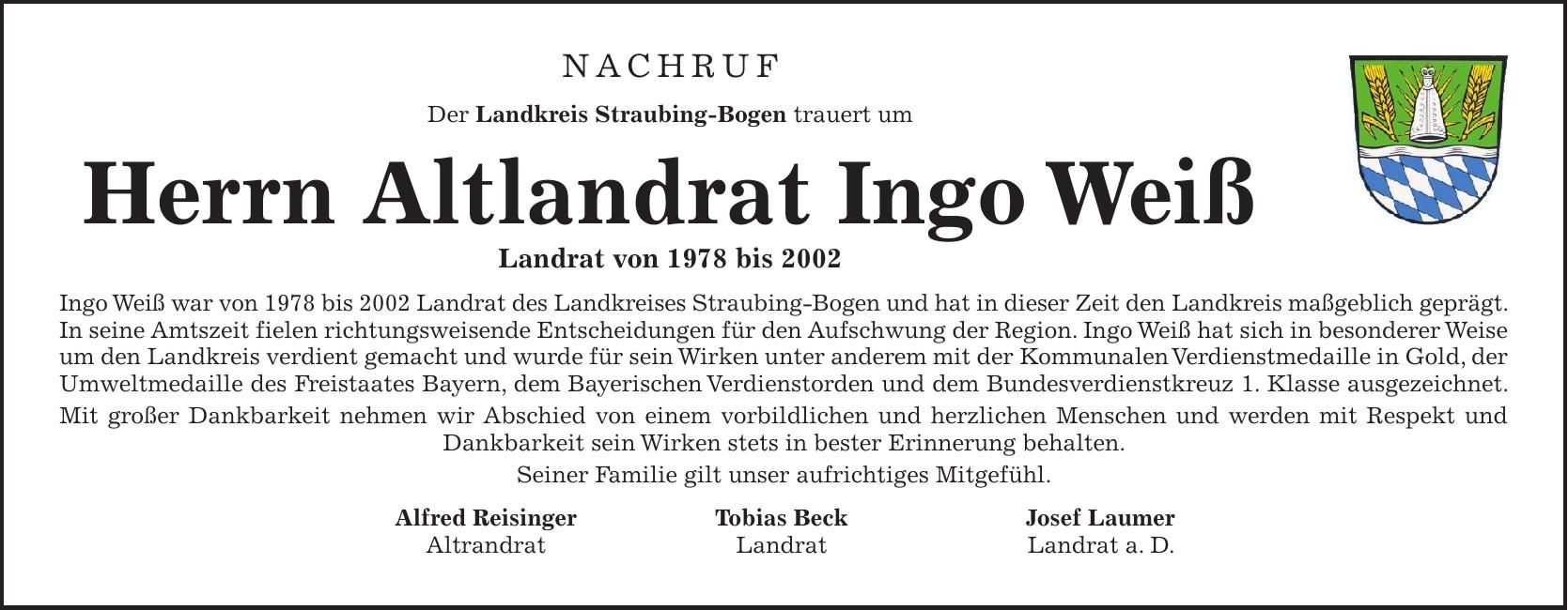 Traueranzeige Ingo Weiß