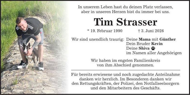Traueranzeige Tim Strasser
