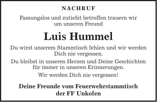 Traueranzeige Luis Hummel