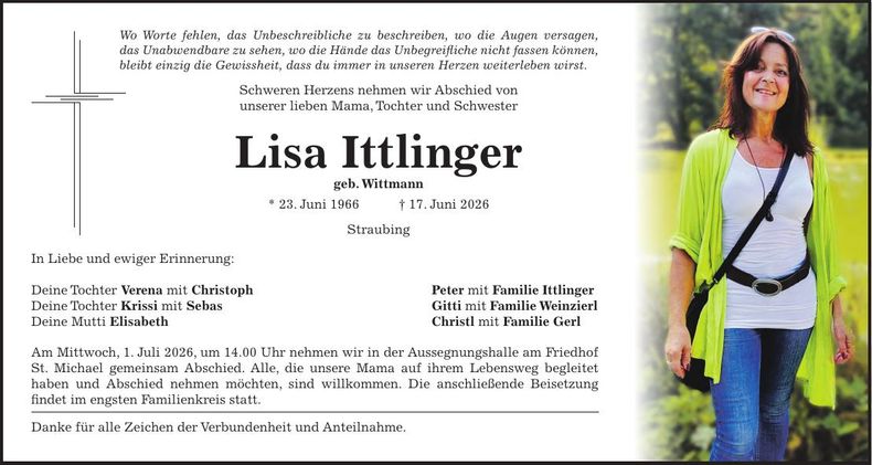 Traueranzeige Lisa Ittlinger