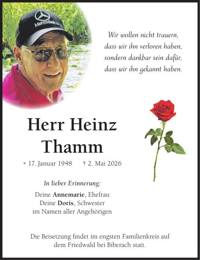 Traueranzeige Heinz Thamm
