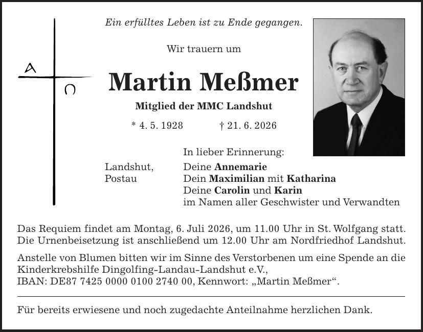 Traueranzeige Martin Meßmer