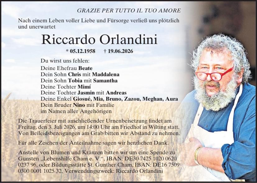 Traueranzeige Ricardo Orlandini