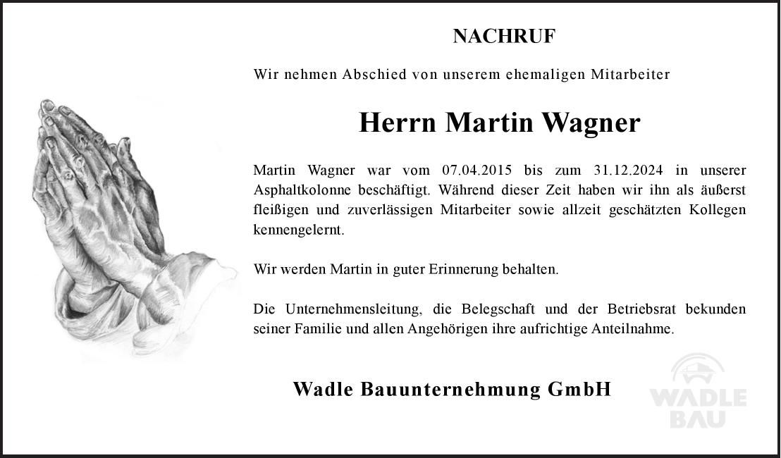 Traueranzeige Martin Wagner