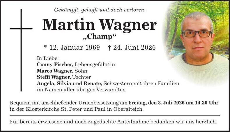 Traueranzeige Martin Wagner