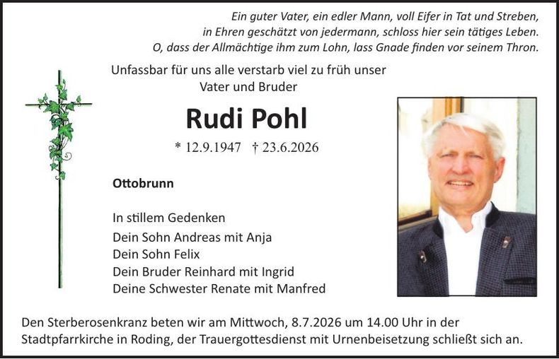 Traueranzeige Rudi Pohl