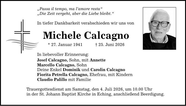 Traueranzeige Michele Calcagno