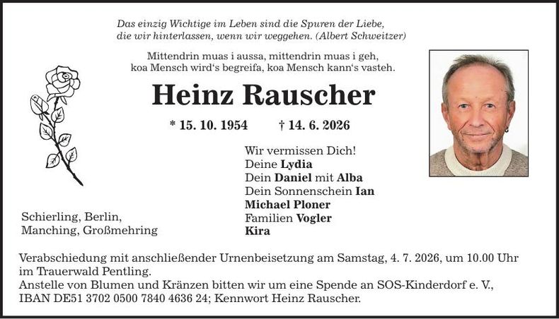 Traueranzeige Heinz Rauscher