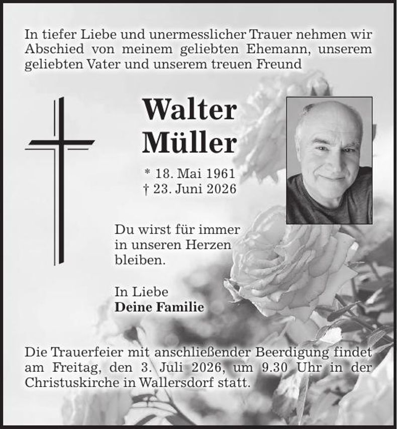 Traueranzeige Walter Müller