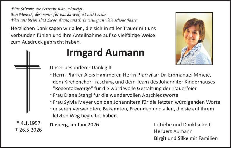 Traueranzeige Irmgard Aumann