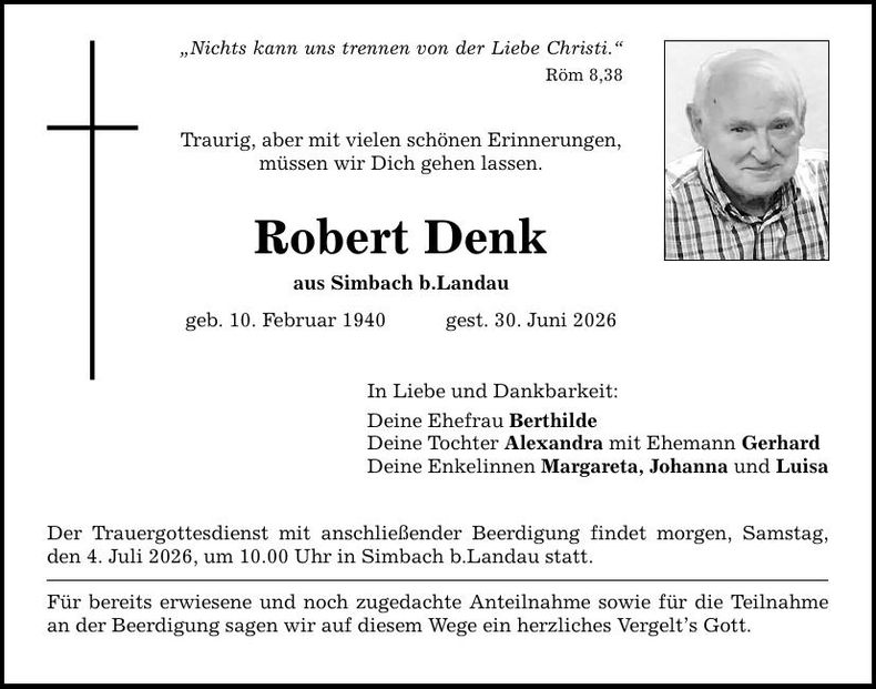 Traueranzeige Robert Denk
