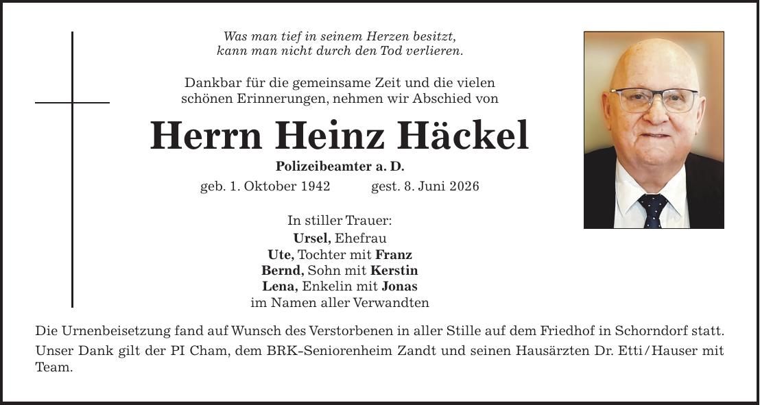 Traueranzeige Heinz Häckel