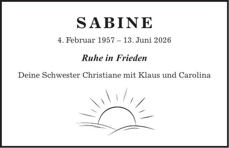 Traueranzeige Sabine Vaas