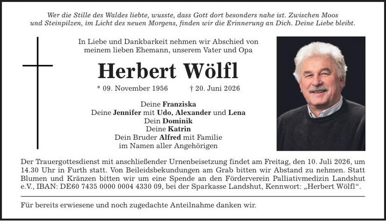 Traueranzeige Herbert Wölfl