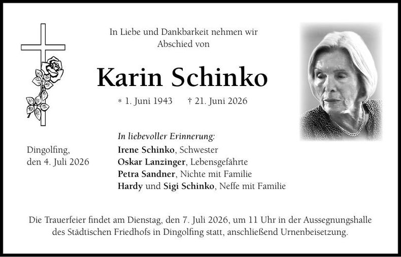 Traueranzeige Karin Schinko
