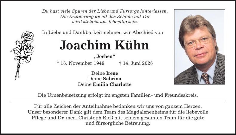 Traueranzeige Joachim Kühn