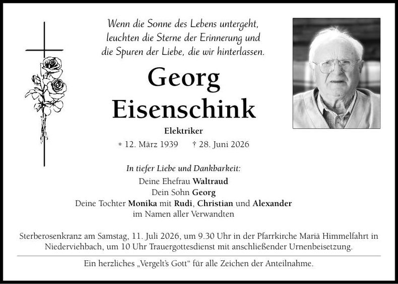 Traueranzeige Georg Eisenschink