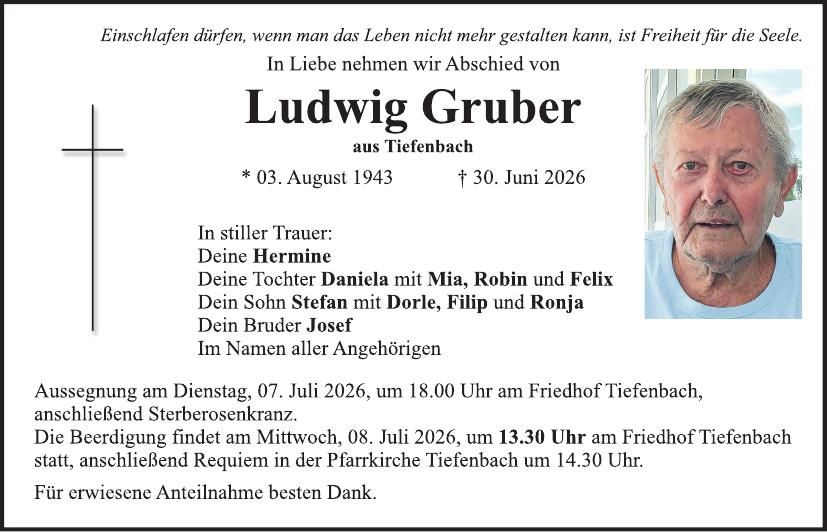 Traueranzeige Ludwig Gruber