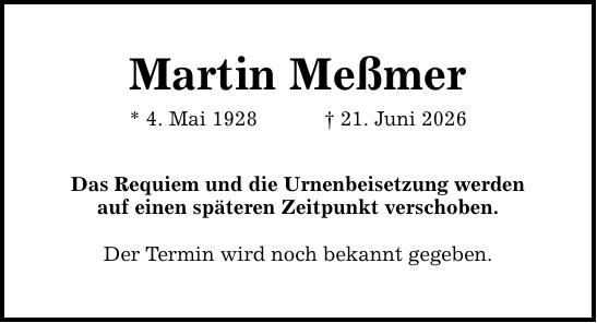 Traueranzeige Martin Meßmer