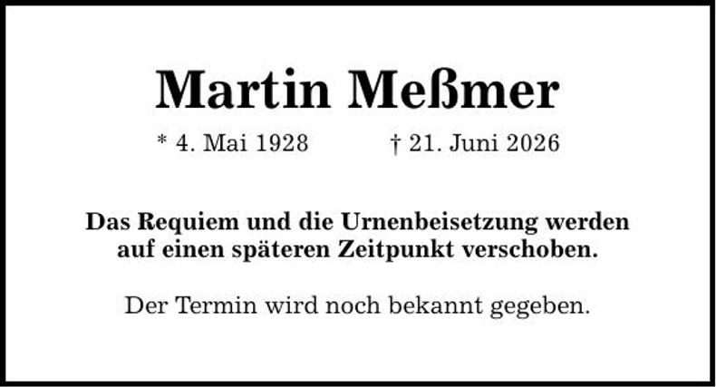 Traueranzeige Martin Meßmer