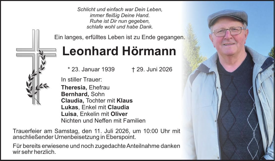 Traueranzeige Hörmann Leonhard