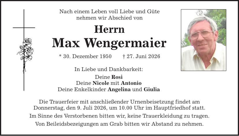 Traueranzeige Max Wengermaier