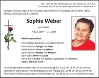 Traueranzeige Sophie Weber