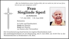 Traueranzeige Sieglinde Sperl